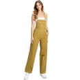 thumbnail image 4 of Revolt Women's Juniors Baggy Straight Leg Twill Overalls (Wine, Medium), 4 of 9