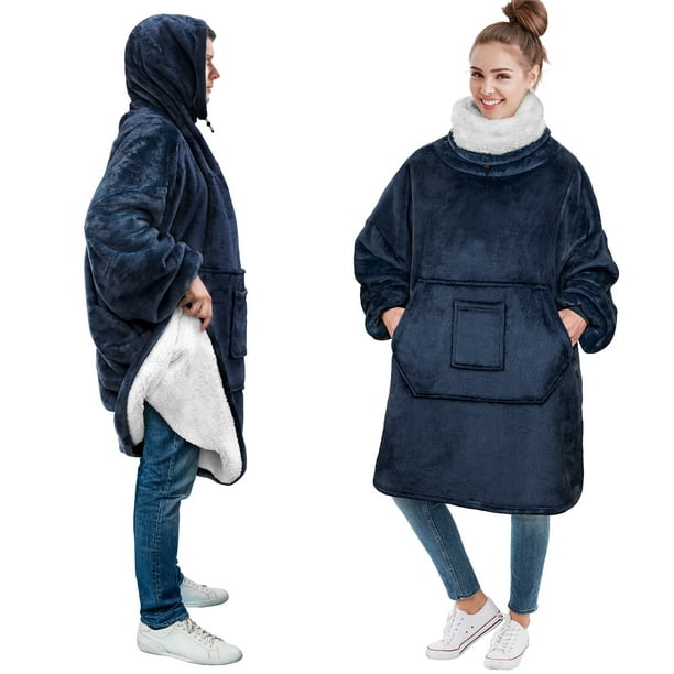 PAVILIA Wearable Blanket Hoodie with Neck Warmer, Plush Oversized ...