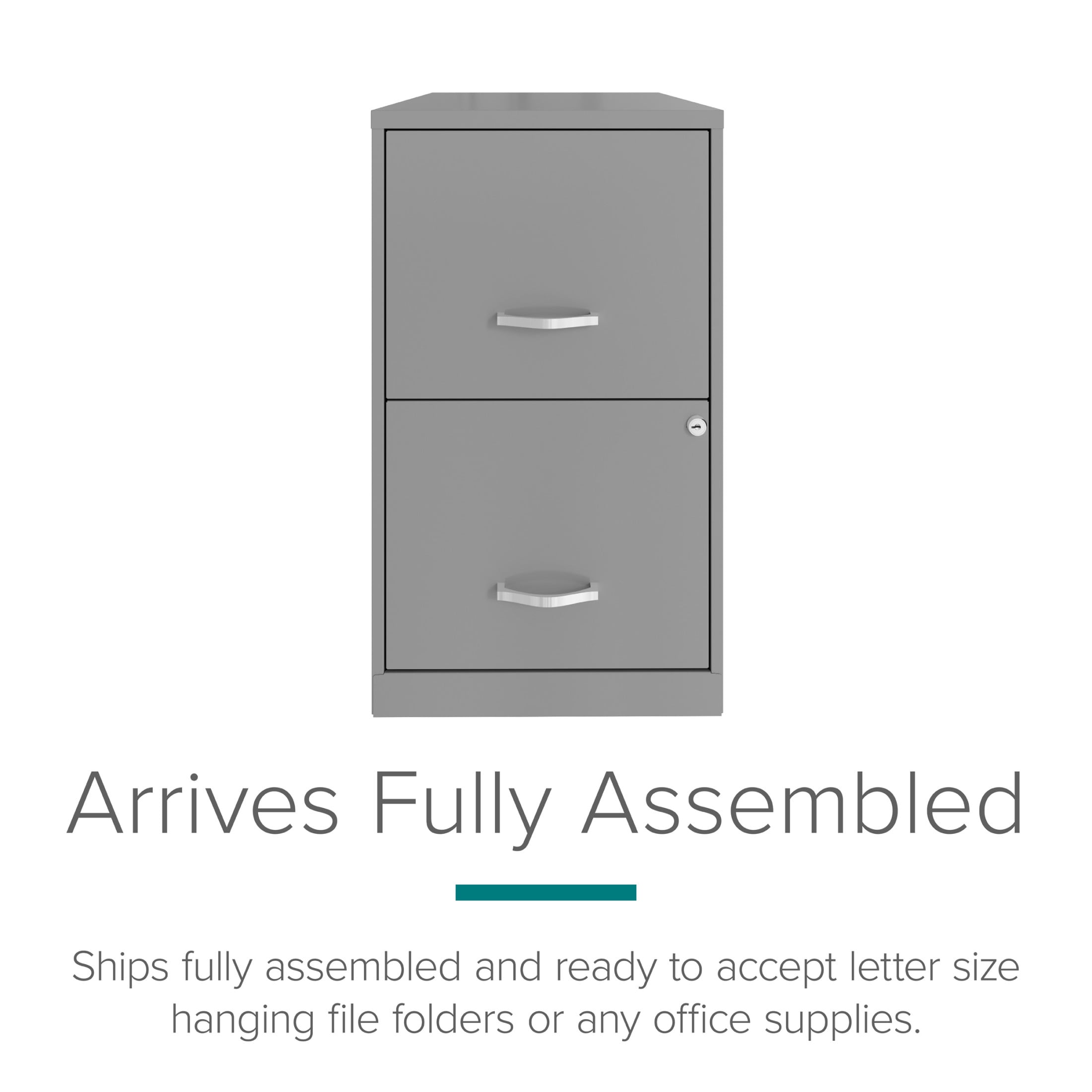 Space Solutions 18" Deep 2 Drawer Letter Width Vertical File Cabinet, Silver