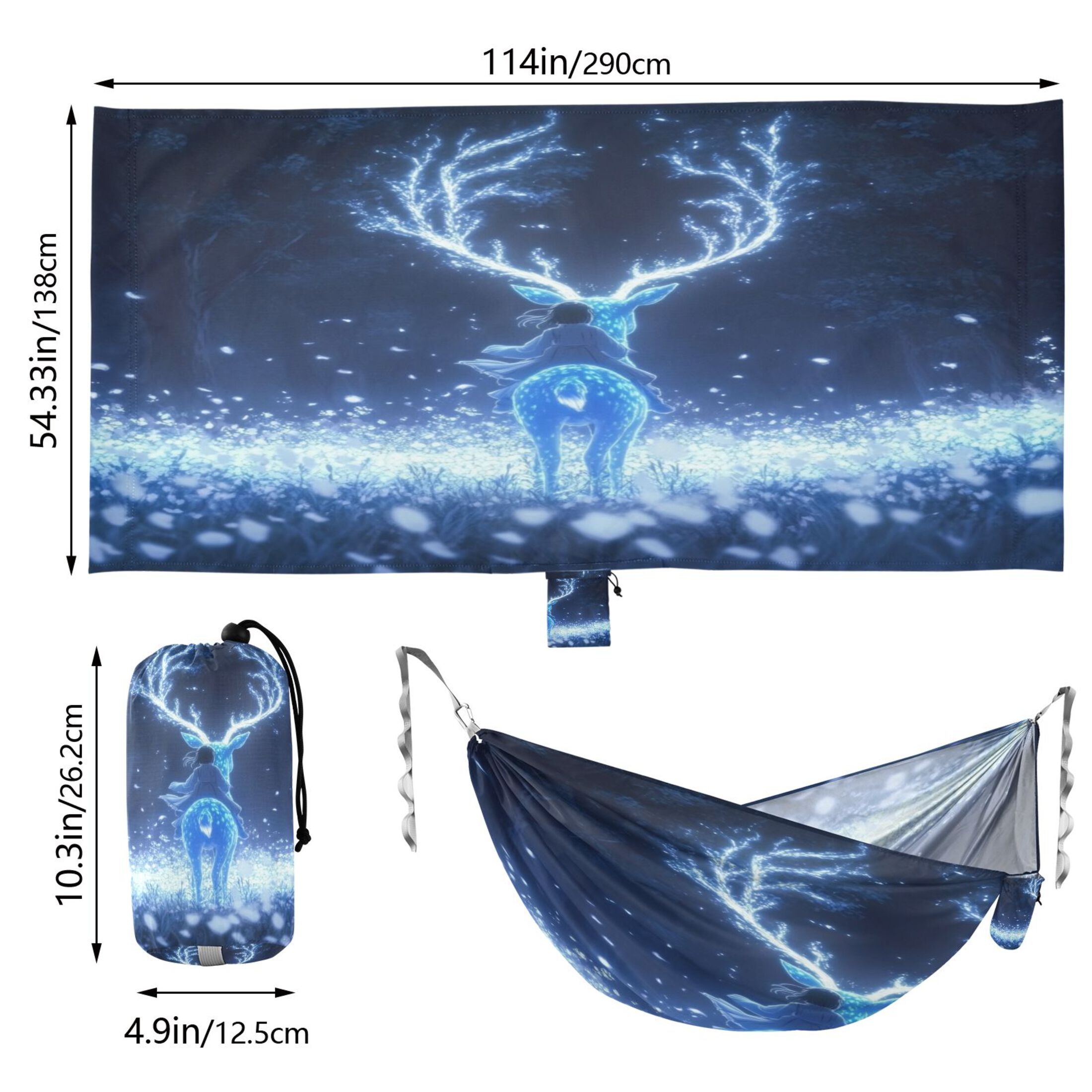 Hammock Camping Hammock Nylon Portable Hammock Travel Camping Hammock Cartoon Blue Elk