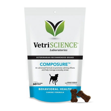 VetriScience Laboratories Composure, Calming and Anxiety Relief for Dogs, Chicken Liver Flavor, 60 Bite-Sized (Best Calming Treats For Dogs)