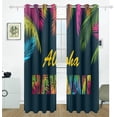 thumbnail image 2 of Coolnut Palm Leaves and Aloha Hawaii Thermal Insulated Blackout Grommet Printed Window Curtain - 84x55 in - 100% Polyester 2 Panels, Stitchingstyles, 2 of 6