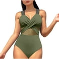 thumbnail image 2 of BONIXOOM Women Summer Bikini Solid Color Sexy Mesh Patchwork Hollowed Out Swimsuit, 2 of 5