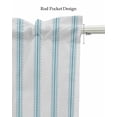 thumbnail image 5 of Turquoise Vertical Stripes Linen Curtain Valance for Bedroom/Bathroom/Kitchen/Living/Dining Room Window,Modern Geometric Minimalist Striped Pocket Topper Drapes Decorative Cafe Drapery Panel 42"x12", 5 of 6