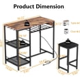 thumbnail image 2 of Gyfimoie 3 Pcs Metal Frame Bar Set with Wine Rack and Power Outlet, Brown/Black, 2 of 9