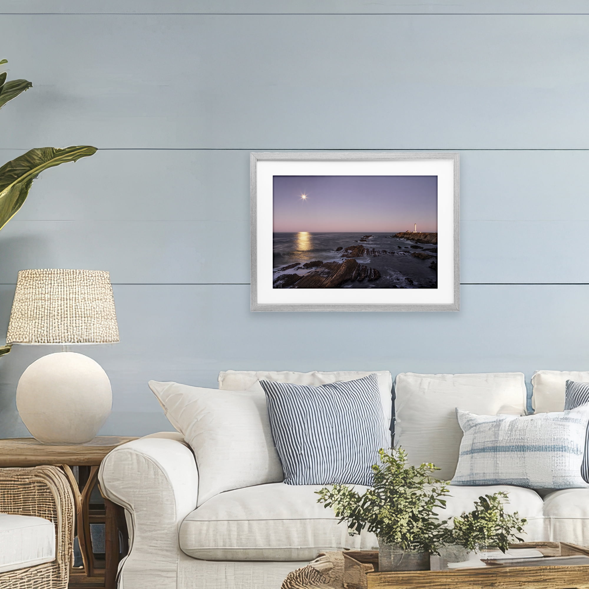 Stupell Industries Moon Arena Coastline Gray Framed Print Under Glass, design by Shelley Carlisle