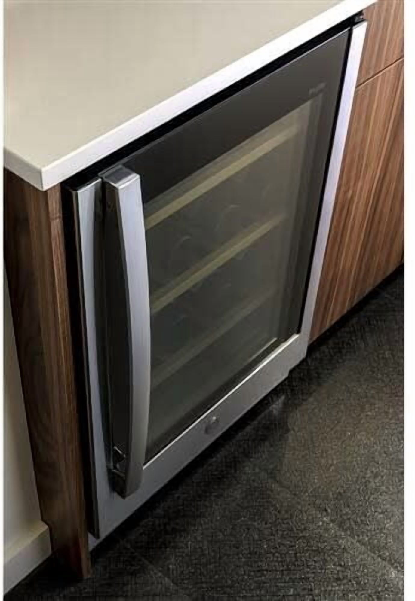 GE Appliances Profile 44 Bottle Beverage Cooler with Sliding Wine Racks, Stainless Steel