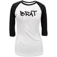 thumbnail image 1 of Brat Graffiti Juniors 3/4 Sleeve Raglan T Shirt White-Black LG, 1 of 1