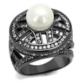 thumbnail image 1 of Alamode TK2771-7 Femmes IP Light Noir Bague en Acier Inoxydable avec Synthétique en Blanc - Taille 7, 1 of 1