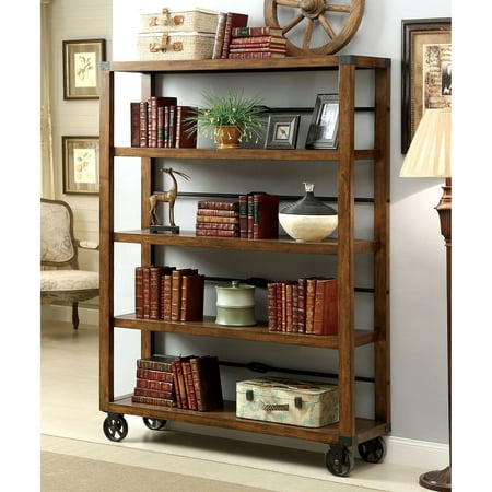 Furniture Of America Cornell Industrial 5 Tier Bookshelf On Caster
