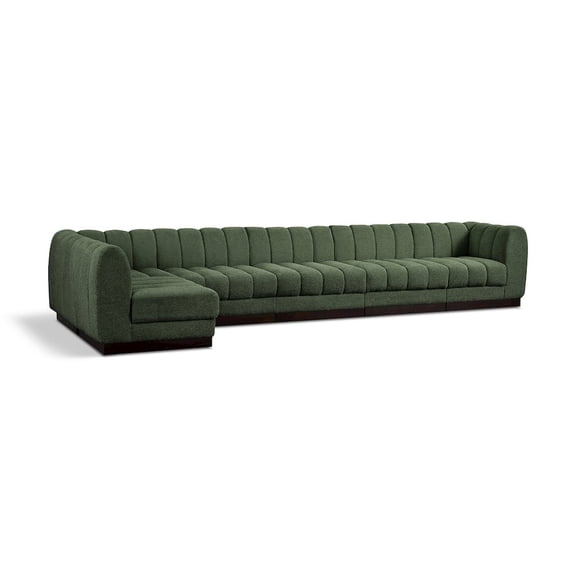 Meridian Furniture Quinn 6-Piece L-Shaped Fabric Modular Sectional in Green