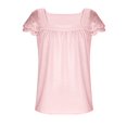 thumbnail image 2 of UACY Girls Tops Summer Boho Blouses Short Sleeve Square Neck Crochet Lace Trim Casual Shirts, 2 of 6