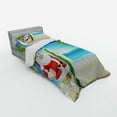 thumbnail image 2 of Ambesonne Christmas Bedding Set 3 Pcs, Santa with Surfboard, Twin, Blue Green, 2 of 2