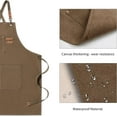 thumbnail image 2 of Chef Apron for Men and Women with Large Pockets, Canvas Cross Back Cotton Work Aprons,Size M to XXL, Brown, 2 of 6