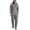 Gray, variant on Delconic Mens Linen Blend Two Piece Set Hooded Half Placket Long Sleeve Shirt and Straight Leg Pants Casual Vacation Outfit Army Green L