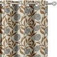 thumbnail image 2 of Vargottam Room Darkening Curtains - Vintage Leaf Bloom Pattern, Set of 2 Panels, 52" x 90" - Grommet-Top Blackout Window/Door Drapes for Bedroom, Nursery & Living Room - Brown, 2 of 9