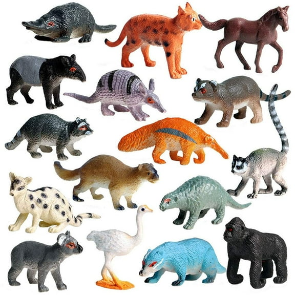 Ksopiavobs Animal Figures 16 pcs Realistic Plastic Mini Sea Animals Figurines Set Includes Koala, Pony, Ostrich etc. Science Project, Learning Educational Toys, Birthday Gift for Kids Toddlers