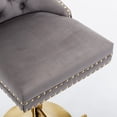 thumbnail image 4 of MIKIBAMA Set of 2 Gray Tufted Velvet Swivel Bar Stools, Adjustable 27-35 Inch Height Gold Leg Barstools with Back for Kitchen Island, 4 of 8