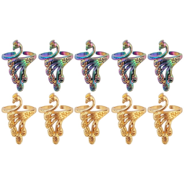 MasteelfCA 10Pcs Metal Crochet Rings Finger Rings Delicate Knitting Thimbles Braided Knitting Rings