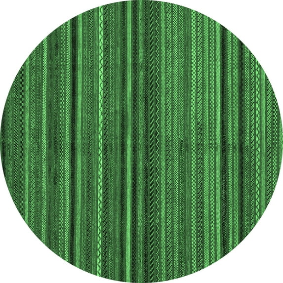 Ahgly Company Indoor Round Abstract Emerald Green Modern Area Rugs, 5' Round