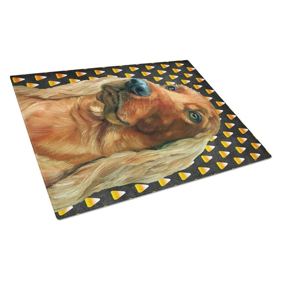 Carolines Treasures LH9548LCB Irish Setter Candy Corn Halloween Glass Cutting Board Large 12H x 16W multicolor