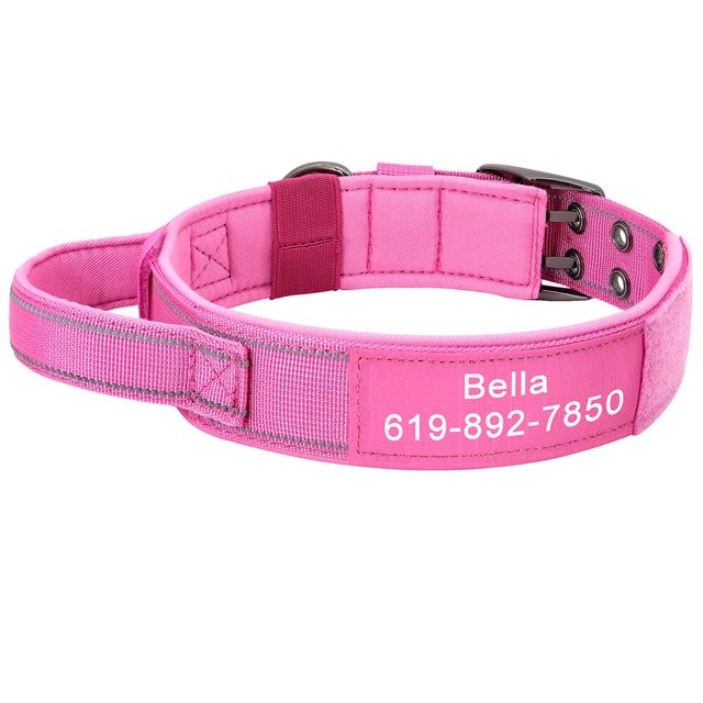 Custom Military Dog Collar Personalized Tactical Nylon Accessories Collar Adjustable Medium Large Dogs German Shepherd Collars ShopWise Round