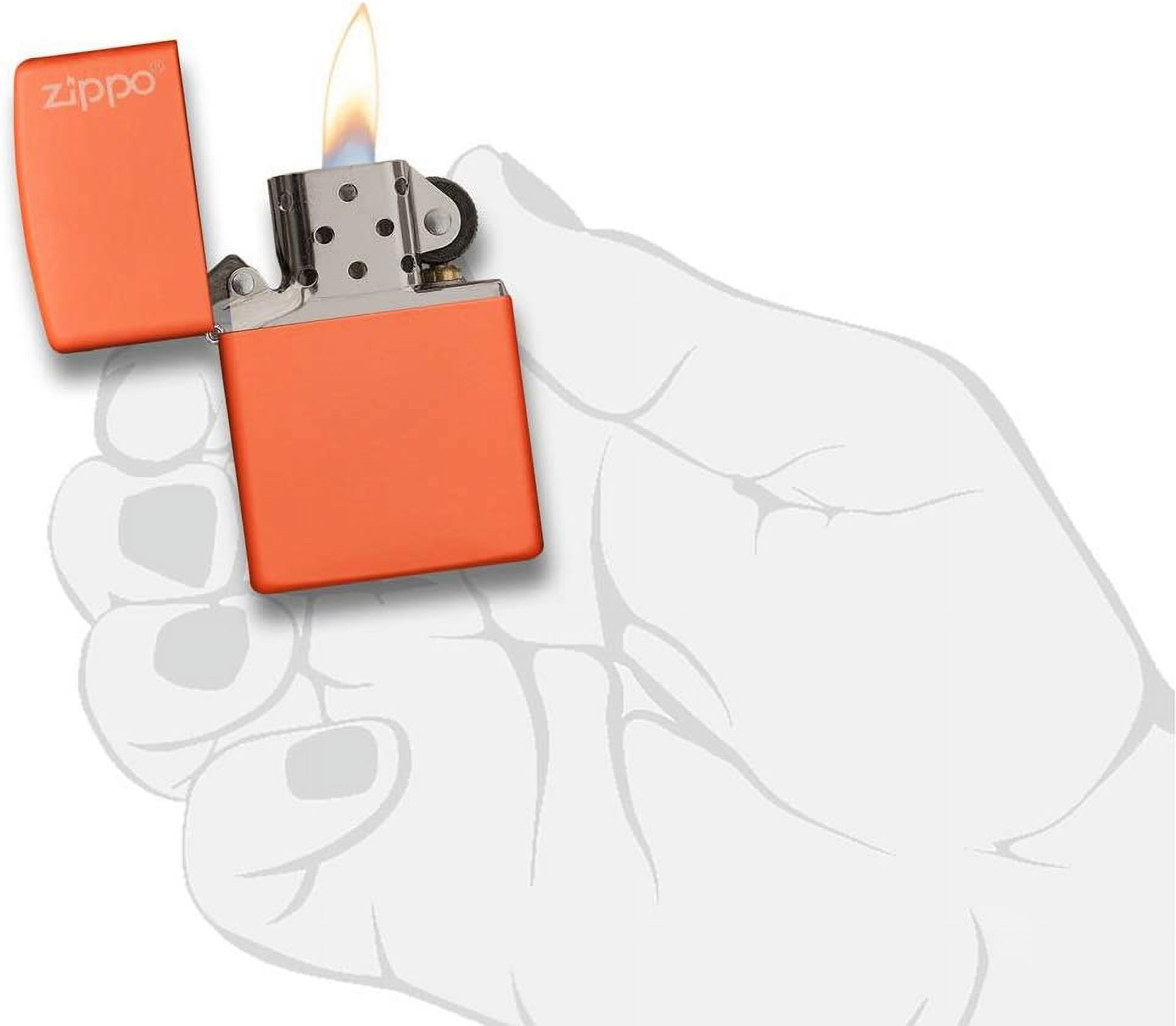 Zippo Lighter - Personalized Message Engraved on Backside Customized Orange Matte with Logo Windproof Lighter #231ZL