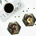 thumbnail image 4 of Pofeuu Jungle Hat Bear Print Coasters for Drinks, 4Pack PU Leather Coasters, Bar Drink Coasters for Tabletop Protection, Furniture from Damage-Hexagon, 4 of 6