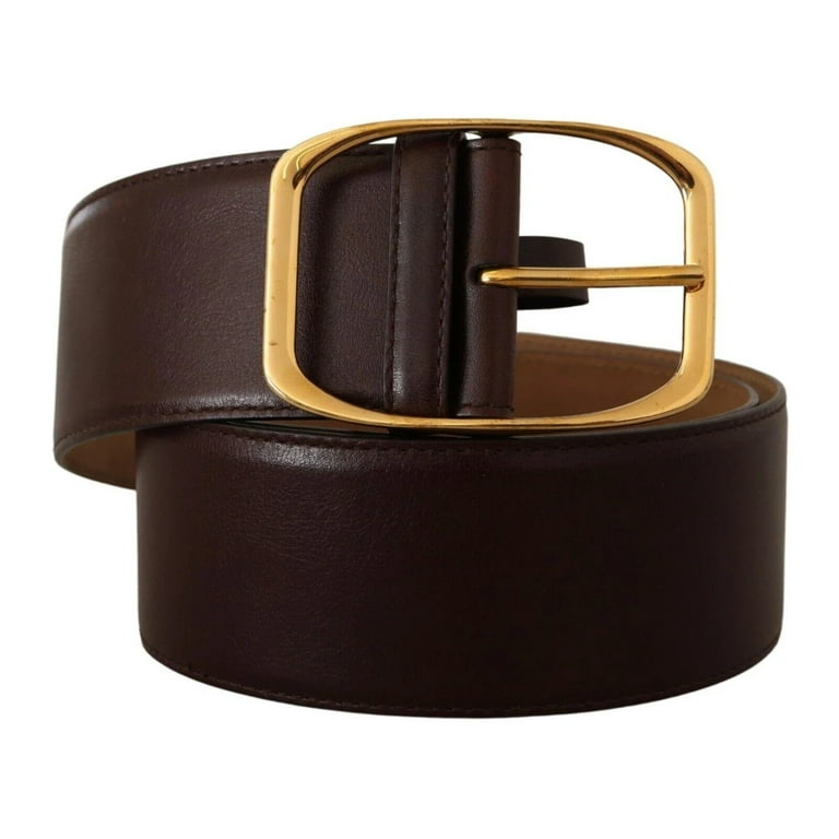 Dolce Gabbana Dark Brown Leather Gold Metal Buckle Belt - Walmart.com