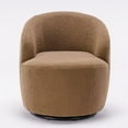 thumbnail image 3 of Swivel Barrel Chair, Modern Teddy Fabric Swivel Accent Barrel Chair Armchair, Upholstered Cozy Club Chairs Sofa Arm Chair for Nursery, Bedroom, Office, Hotel, Coffee Brown, 3 of 7