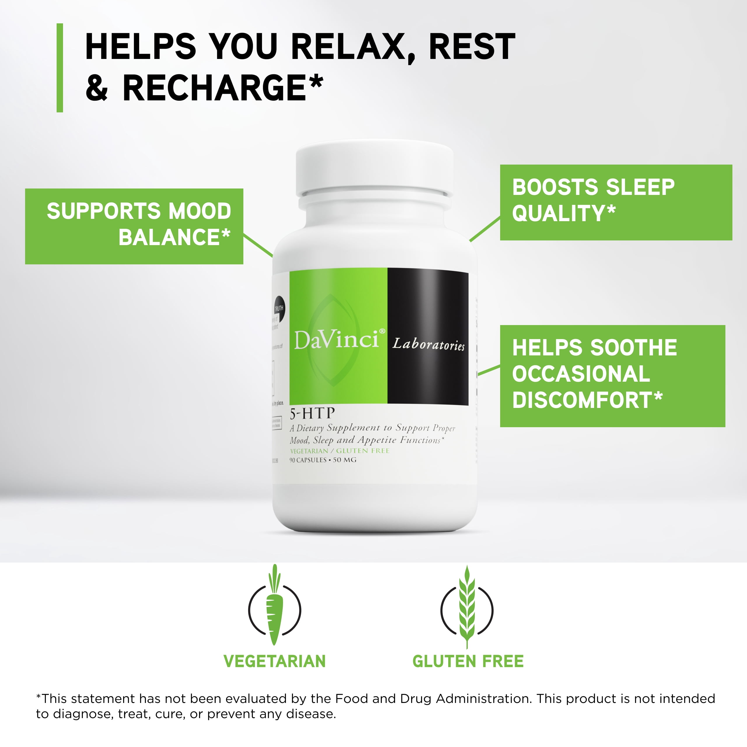 DaVinci Labs 5-HTP - Supports Immunity - 90 Vegetarian Capsules