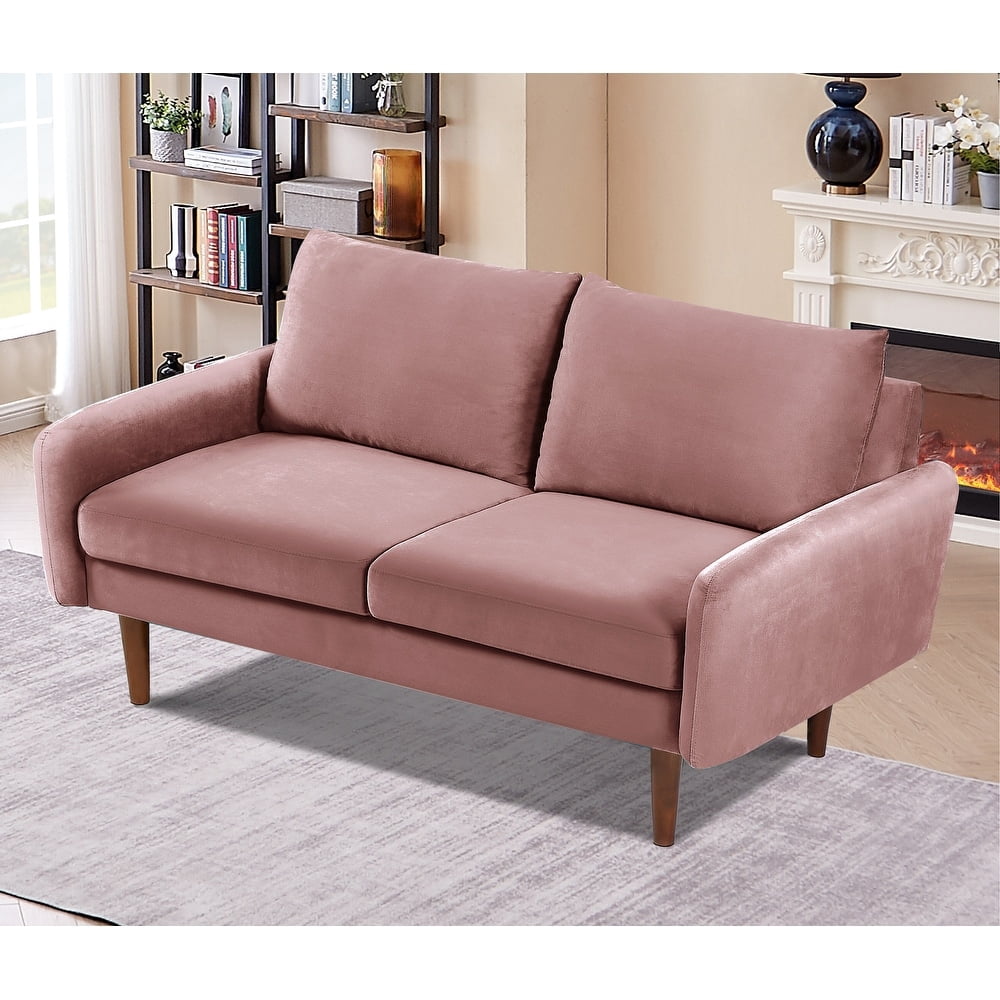 US Pride Furniture Maryellen 58''W Velvet Loveseat, Pink
