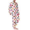 thumbnail image 2 of Salouo Colorful Donuts Print Button-Front Long Sleeve Pajama Set for Men, Soft 2Pjs Men's Long Sleeve Sleepwear-Medium, 2 of 7