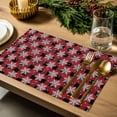 thumbnail image 4 of Christmas Placemats Set of 4, Snowflake Place Mats Snow Red Black Buffalo Plaid Placemat Table Decoration for Kitchen Table Dinner Xmas Holiday Party Home Decor Indoor Outdoor 13x19 Inch, 4 of 9
