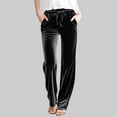 thumbnail image 2 of zaveiop Womens High Waisted Sweatpants Flare Leg Lounge Pants Drawstring Waist Velour Pants Pajama Pants with Pockets (Black, M), 2 of 6