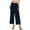 Navy Blue, variant on Women's Wide Leg Pants 27" High Waisted Waffle Knit Casual Slacks Work Pants Business Palazzo Trousers with Pockets Black L