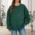 thumbnail image 2 of Daznico Women Crewneck Sweatshirt Rhinestone Studded Long Sleeve Pullover with Kangaroo Pocket Loose Fit Outerwear for Autumn Winter Wear,XL, 2 of 6