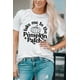 thumbnail image 1 of ABPHQTO Camiseta de manga corta con estampado gráfico de letra con parche de calabaza blanca para mujer, 1 of 5