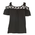 thumbnail image 4 of White Mark Casual Cold Shoulder Lace Trim Knit Blouse, Women's Plus, 4 of 6