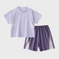 thumbnail image 2 of Kogui Kids Athletic Short Sleeve T-Shirt & Shorts Set, Sport Activewear for Boys Girls Breathable Summer Outfit 6 12 Months (Purple,6-12 Months), 2 of 5