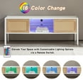 thumbnail image 6 of Rattan TV Stand for 55 Inch TV,Mid Century Modern Entertainment Center with Natural Rattan Door & Metal Legs,TV Console with Open Storage Shelf & 16 Color Variable Light Belt,Long Television Stand, 6 of 9
