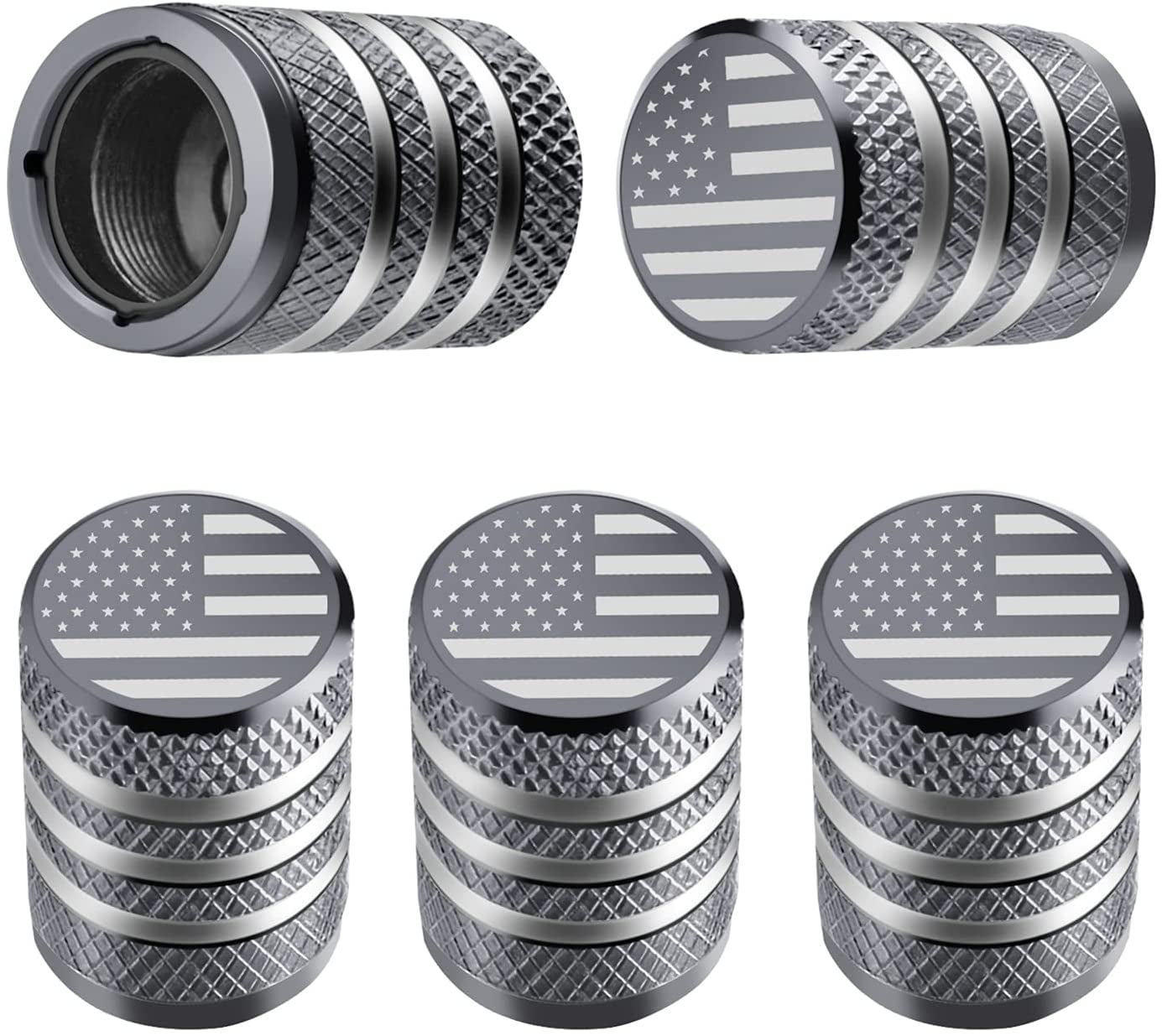 12 Pack Tire Valve Stem Cap Cover Tire Air Cap Metal with Plastic Liner Corrosion Resistant Leak-Proof American Flag for Car Truck Motorcycle Bike 