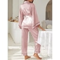 thumbnail image 2 of Hanerdun Womens 2PCS Pajamas Set Female Solid Color Tie Waist Nightwear Pink M, 2 of 5