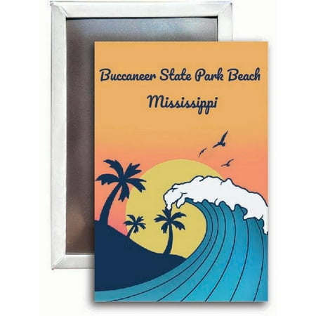 

Buccaneer State Park Beach Mississippi Souvenir 2x3 Fridge Magnet Wave Design