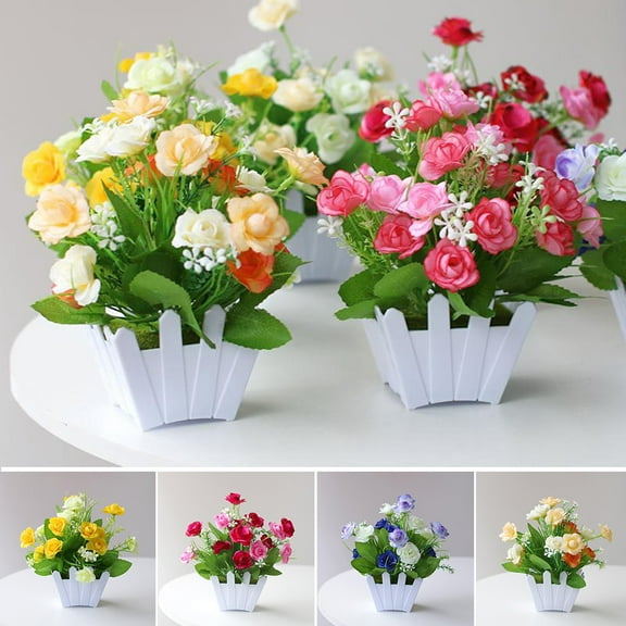 Artificial Potted Flowers Fake False Plants Outdoor Garden Home In Pot Decor