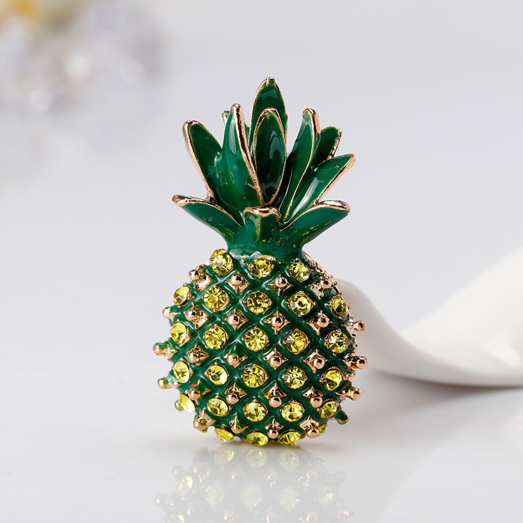 Apol Fashionable Pineapple Brooch Enamel Rhinestones Fruit Themed Pins Breastpin for Women Girls Gift Clothes Collar Dress Scarf Decoration 