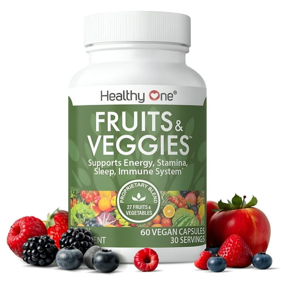 Healthy One Fruits and Veggies Supplement Capsules - 27 Superfood Vitamins, 60 Capsules