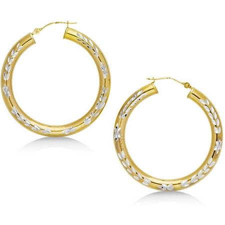 Wheat Design Diamond-Cut Hoops