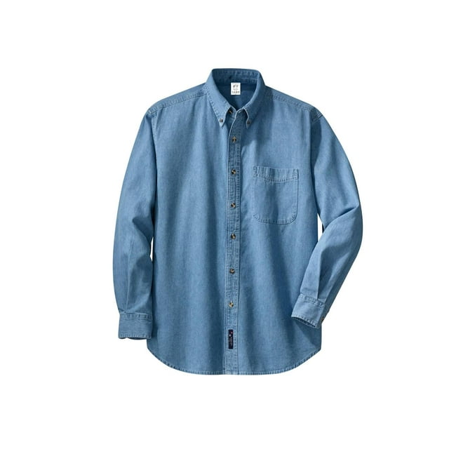 Gravity Threads Chemise en Denim à Manches Longues pour Hommes - Bleu Délavé - Grand