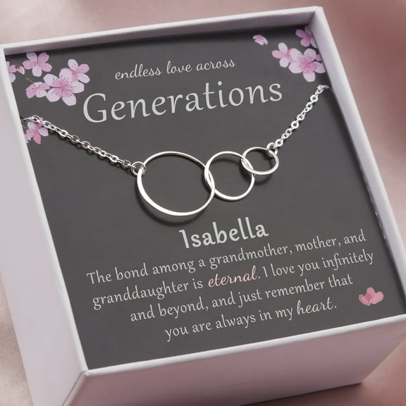 Anavia Three Generations Necklace 925 Sterling Silver Gift for Grandmother, Mother, Granddaughter, Endless Love Across Generations 3 Flat Circles Necklace -[Custom Name]